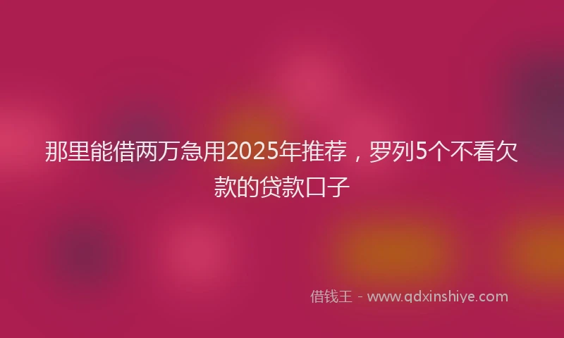 那里能借两万急用2025年推荐，罗列5个不看欠款的贷款口子