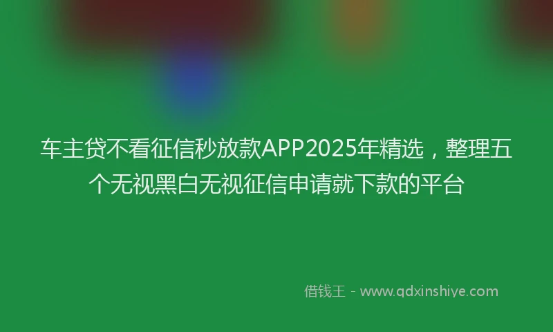 车主贷不看征信秒放款APP2025年精选，整理五个无视黑白无视征信申请就下款的平台