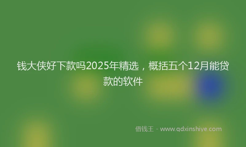 钱大侠好下款吗2025年精选，概括五个12月能贷款的软件