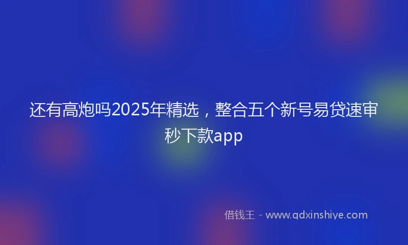 还有高炮吗2025年精选，整合五个新号易贷速审秒下款app
