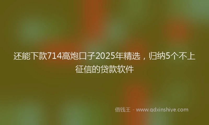 还能下款714高炮口子2025年精选，归纳5个不上征信的贷款软件