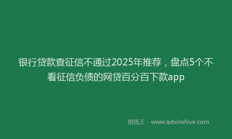 银行贷款查征信不通过2025年推荐，盘点5个不看征信负债的网贷百分百下款app
