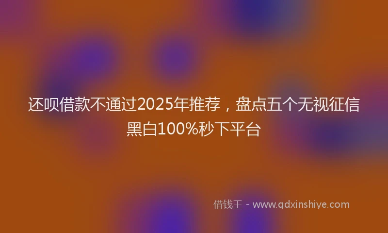 还呗借款不通过2025年推荐，盘点五个无视征信黑白100%秒下平台