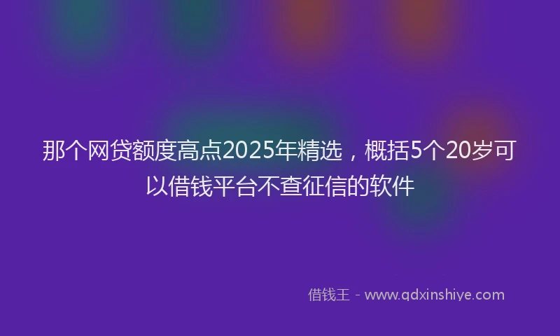 那个网贷额度高点2025年精选，概括5个20岁可以借钱平台不查征信的软件