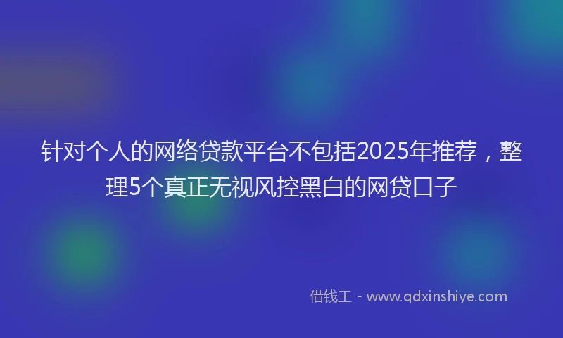 针对个人的网络贷款平台不包括2025年推荐，整理5个真正无视风控黑白的网贷口子