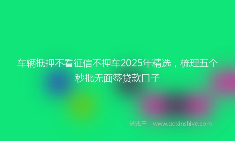 车辆抵押不看征信不押车2025年精选，梳理五个秒批无面签贷款口子