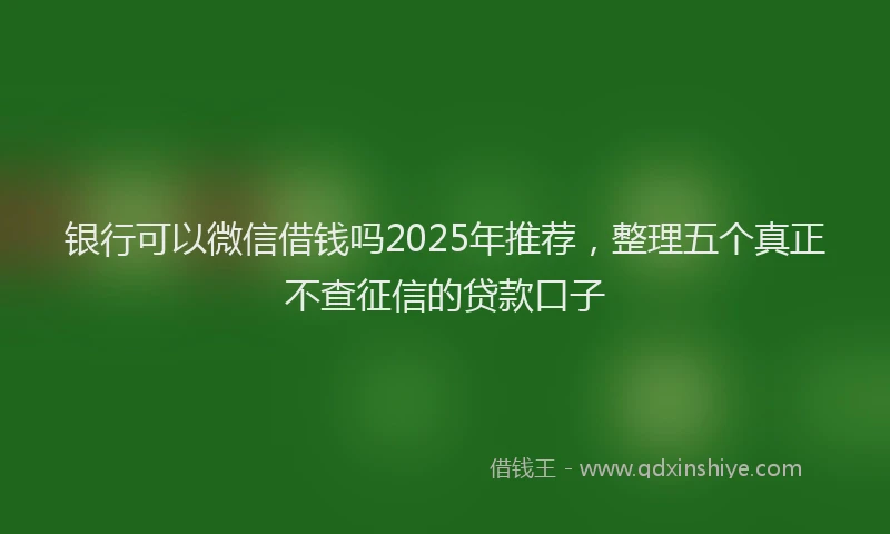 银行可以微信借钱吗2025年推荐，整理五个真正不查征信的贷款口子