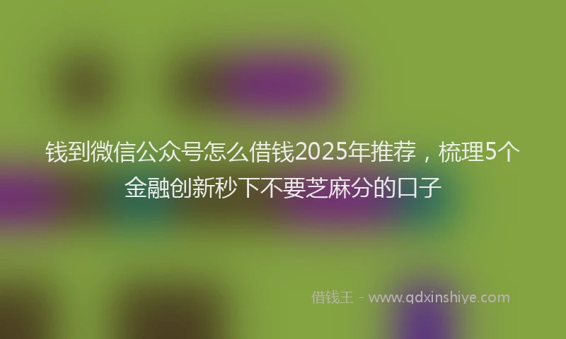钱到微信公众号怎么借钱2025年推荐，梳理5个金融创新秒下不要芝麻分的口子
