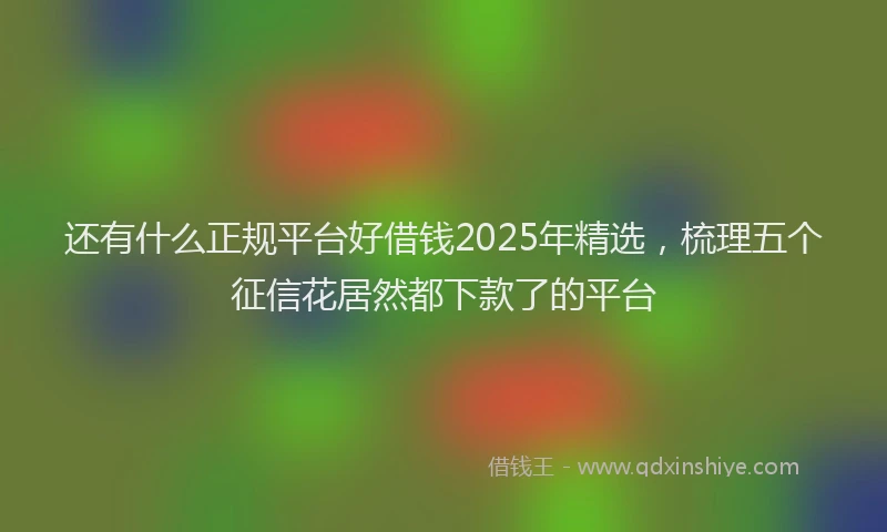 还有什么正规平台好借钱2025年精选，梳理五个征信花居然都下款了的平台