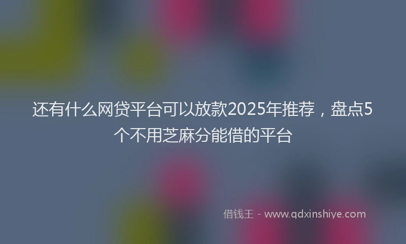 还有什么网贷平台可以放款2025年推荐，盘点5个不用芝麻分能借的平台