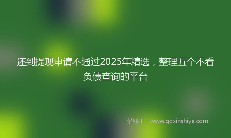 还到提现申请不通过2025年精选，整理五个不看负债查询的平台