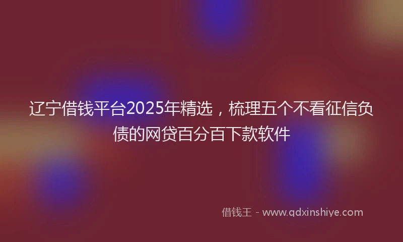 辽宁借钱平台2025年精选，梳理五个不看征信负债的网贷百分百下款软件