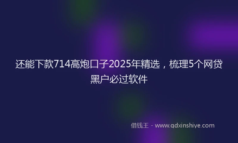 还能下款714高炮口子2025年精选，梳理5个网贷黑户必过软件