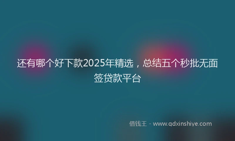 还有哪个好下款2025年精选，总结五个秒批无面签贷款平台