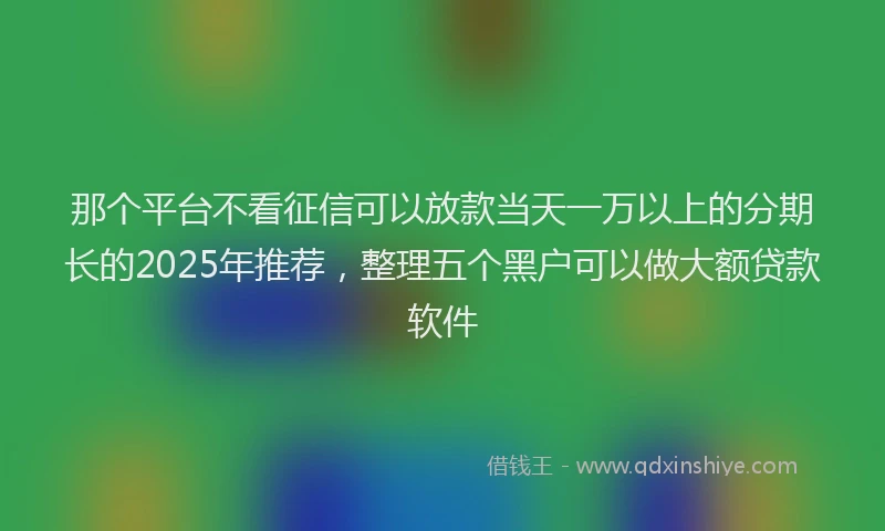 那个平台不看征信可以放款当天一万以上的分期长的2025年推荐，整理五个黑户可以做大额贷款软件