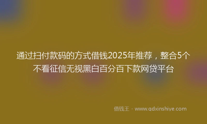通过扫付款码的方式借钱2025年推荐，整合5个不看征信无视黑白百分百下款网贷平台