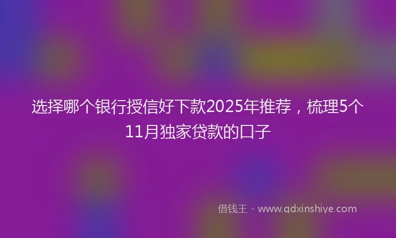 选择哪个银行授信好下款2025年推荐，梳理5个11月独家贷款的口子