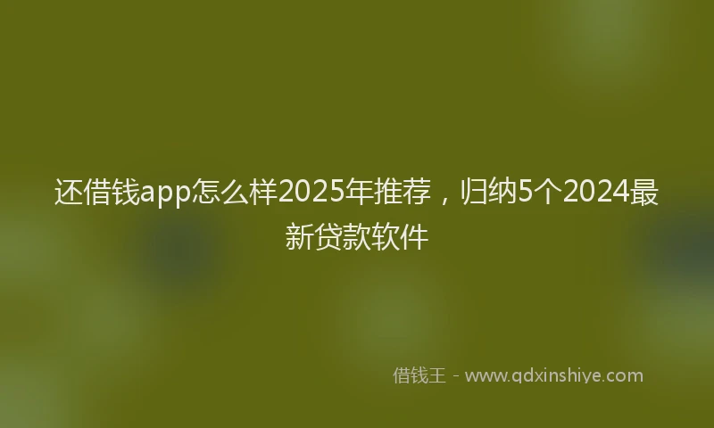 还借钱app怎么样2025年推荐，归纳5个2024最新贷款软件