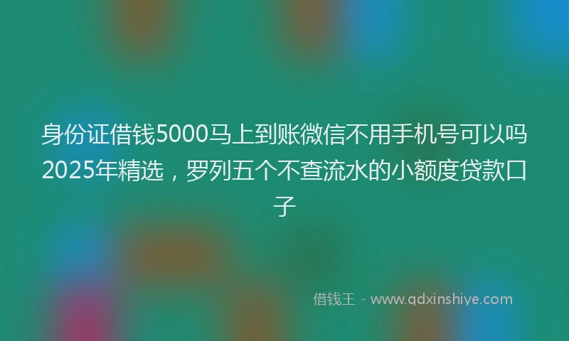 身份证借钱5000马上到账微信不用手机号可以吗2025年精选，罗列五个不查流水的小额度贷款口子