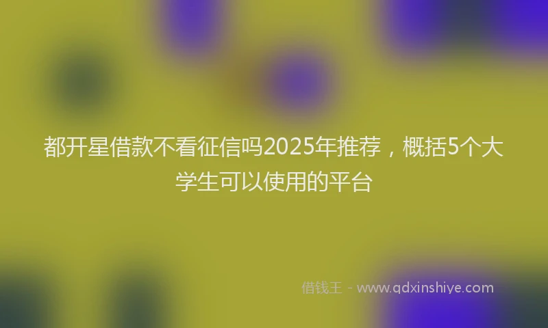都开星借款不看征信吗2025年推荐，概括5个大学生可以使用的平台