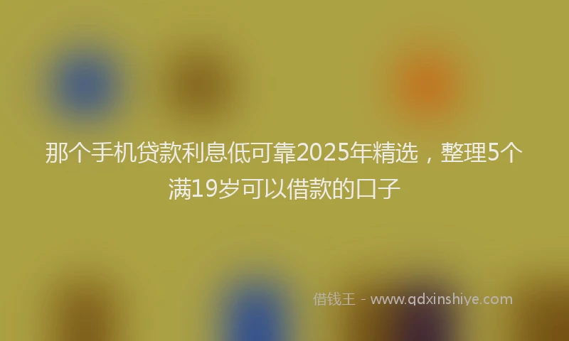 那个手机贷款利息低可靠2025年精选，整理5个满19岁可以借款的口子