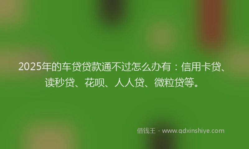 2025年的车贷贷款通不过怎么办有：信用卡贷、读秒贷、花呗、人人贷、微粒贷等。