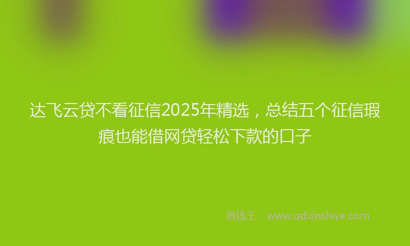 达飞云贷不看征信2025年精选，总结五个征信瑕疵也能借网贷轻松下款的口子