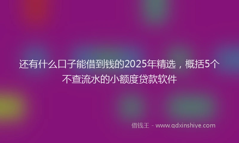 还有什么口子能借到钱的2025年精选，概括5个不查流水的小额度贷款软件