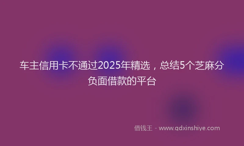 车主信用卡不通过2025年精选，总结5个芝麻分负面借款的平台