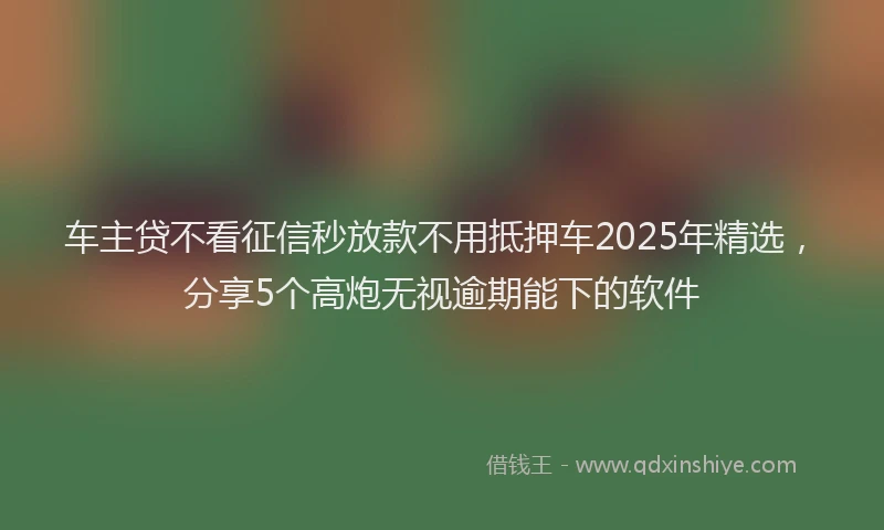 车主贷不看征信秒放款不用抵押车2025年精选，分享5个高炮无视逾期能下的软件