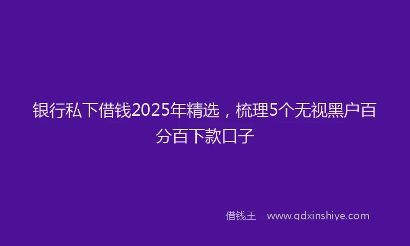 银行私下借钱2025年精选，梳理5个无视黑户百分百下款口子
