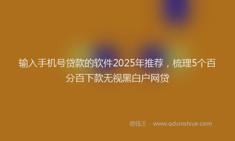 输入手机号贷款的软件2025年推荐，梳理5个百分百下款无视黑白户网贷