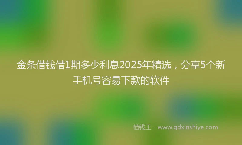 金条借钱借1期多少利息2025年精选，分享5个新手机号容易下款的软件