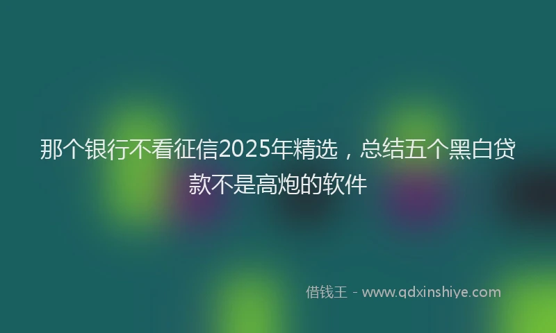 那个银行不看征信2025年精选，总结五个黑白贷款不是高炮的软件