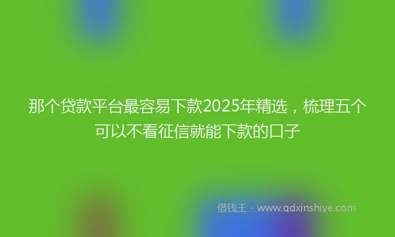 那个贷款平台最容易下款2025年精选，梳理五个可以不看征信就能下款的口子
