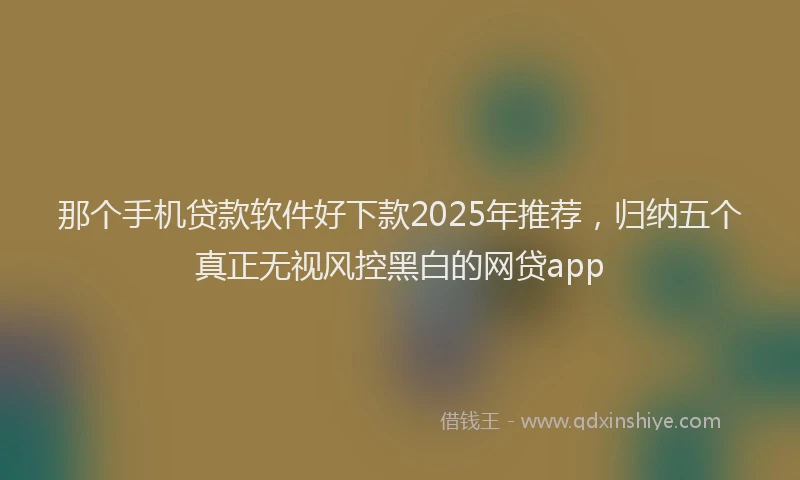 那个手机贷款软件好下款2025年推荐，归纳五个真正无视风控黑白的网贷app