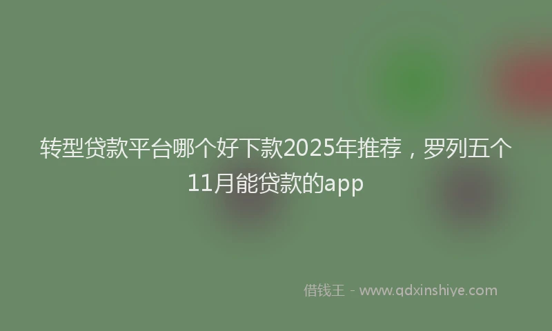 转型贷款平台哪个好下款2025年推荐，罗列五个11月能贷款的app
