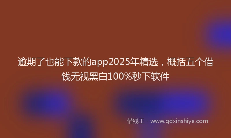 逾期了也能下款的app2025年精选，概括五个借钱无视黑白100%秒下软件