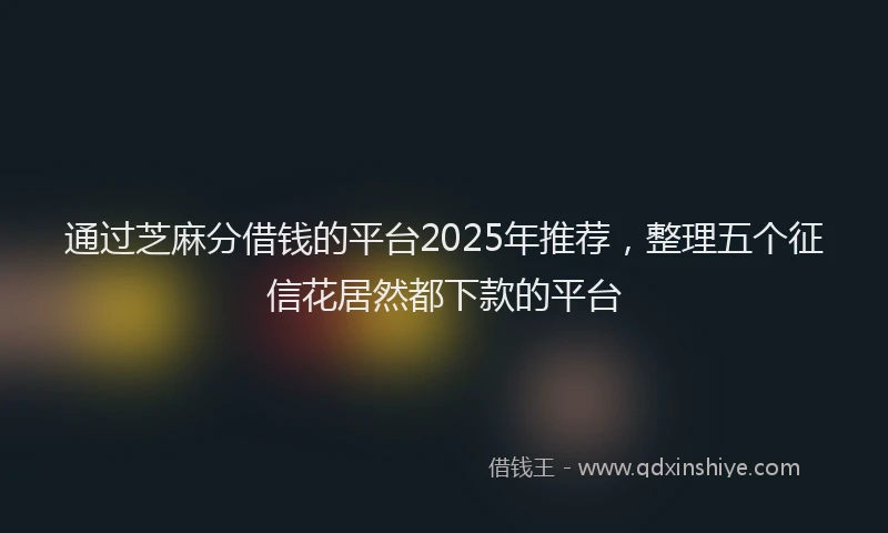 通过芝麻分借钱的平台2025年推荐，整理五个征信花居然都下款的平台