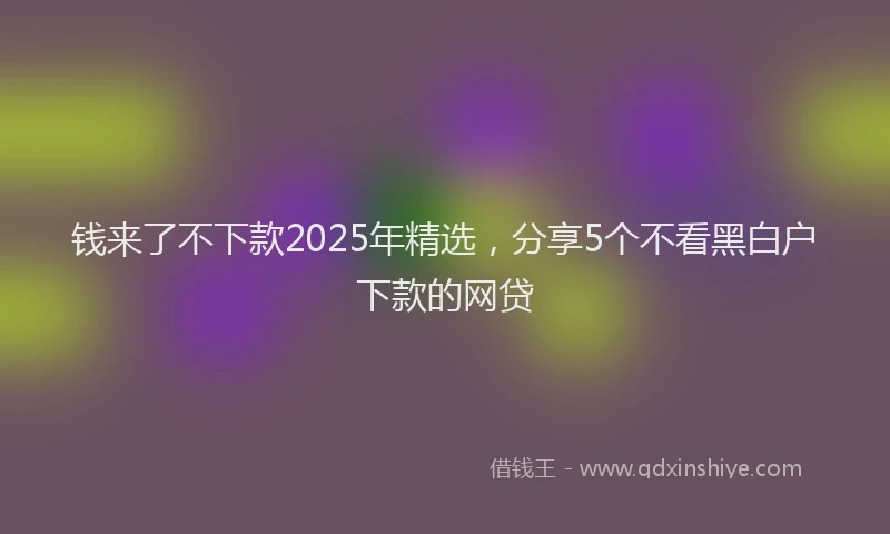 钱来了不下款2025年精选，分享5个不看黑白户下款的网贷