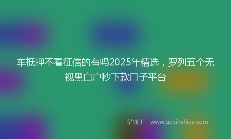 车抵押不看征信的有吗2025年精选，罗列五个无视黑白户秒下款口子平台