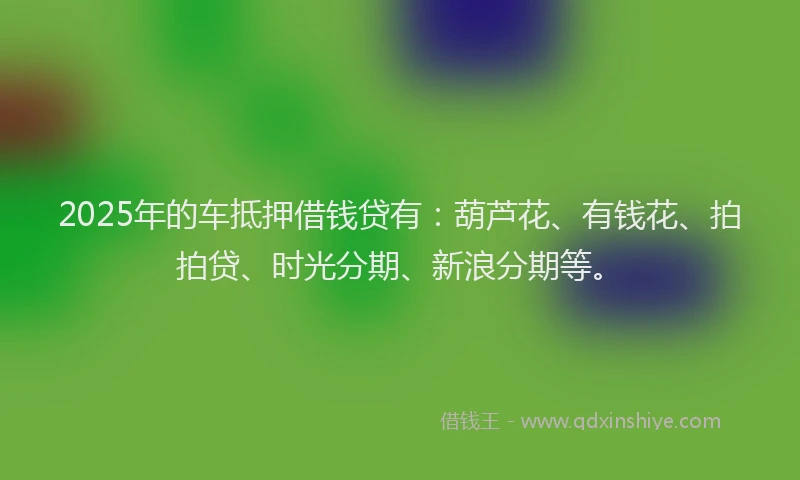 2025年的车抵押借钱贷有：葫芦花、有钱花、拍拍贷、时光分期、新浪分期等。