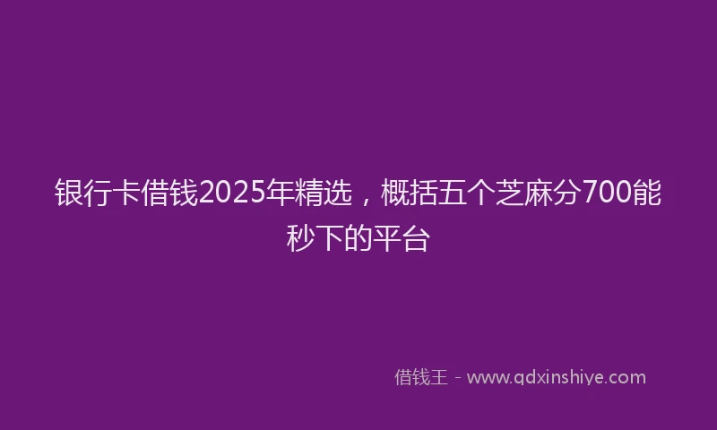 银行卡借钱2025年精选，概括五个芝麻分700能秒下的平台