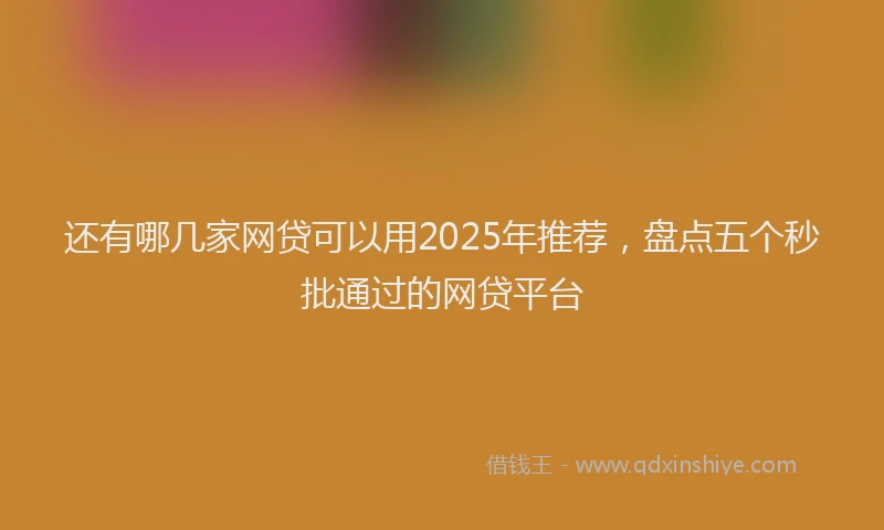 还有哪几家网贷可以用2025年推荐，盘点五个秒批通过的网贷平台