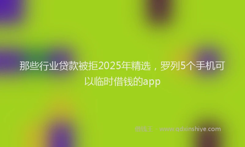 那些行业贷款被拒2025年精选，罗列5个手机可以临时借钱的app