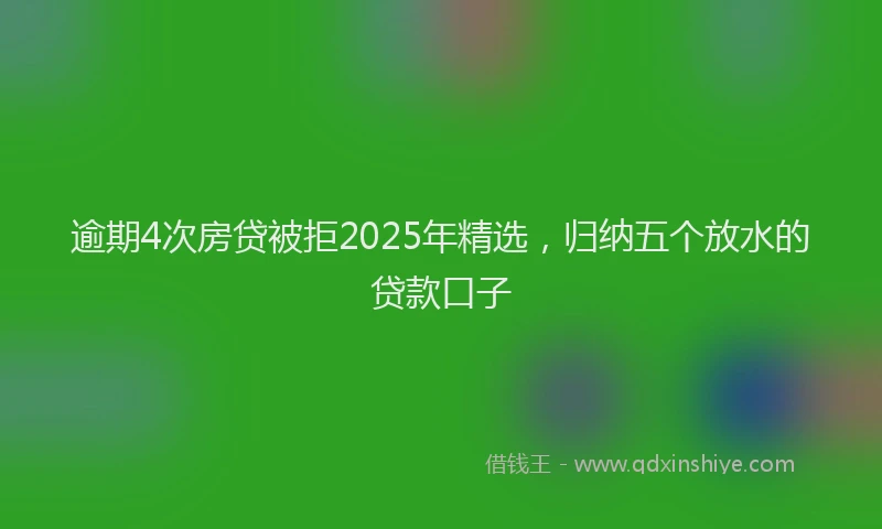 逾期4次房贷被拒2025年精选，归纳五个放水的贷款口子