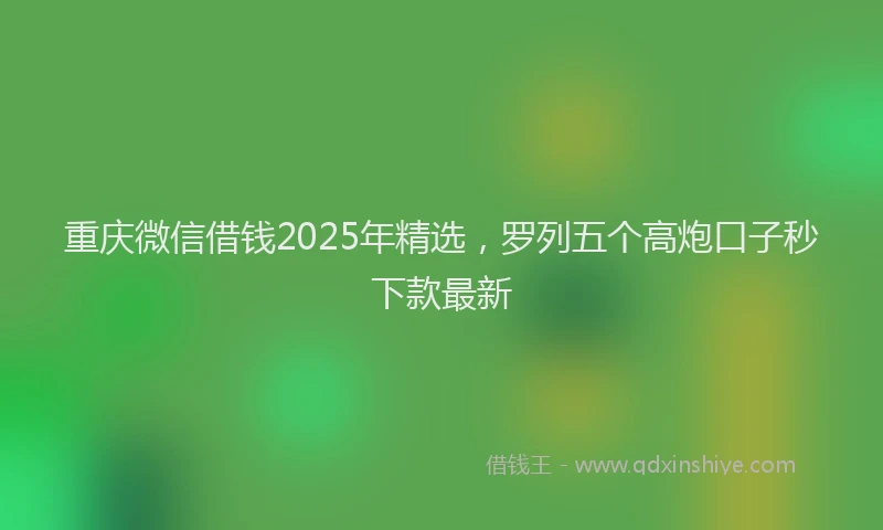 重庆微信借钱2025年精选，罗列五个高炮口子秒下款最新
