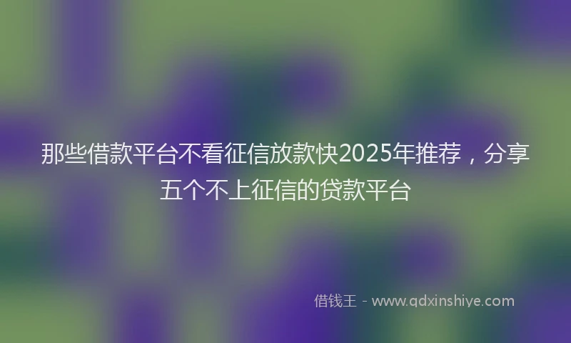 那些借款平台不看征信放款快2025年推荐，分享五个不上征信的贷款平台