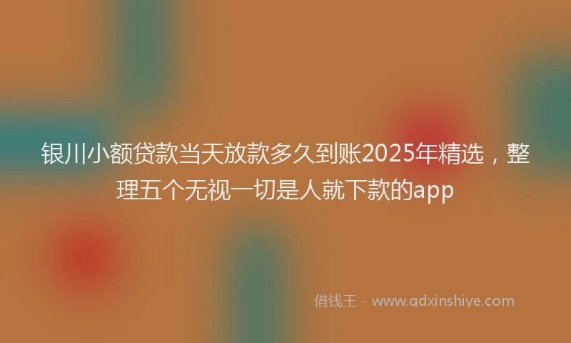 银川小额贷款当天放款多久到账2025年精选，整理五个无视一切是人就下款的app