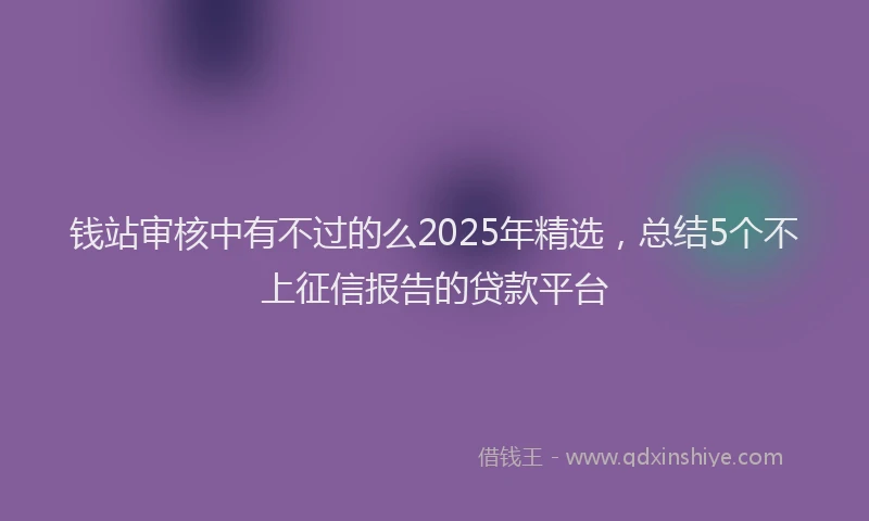 钱站审核中有不过的么2025年精选，总结5个不上征信报告的贷款平台